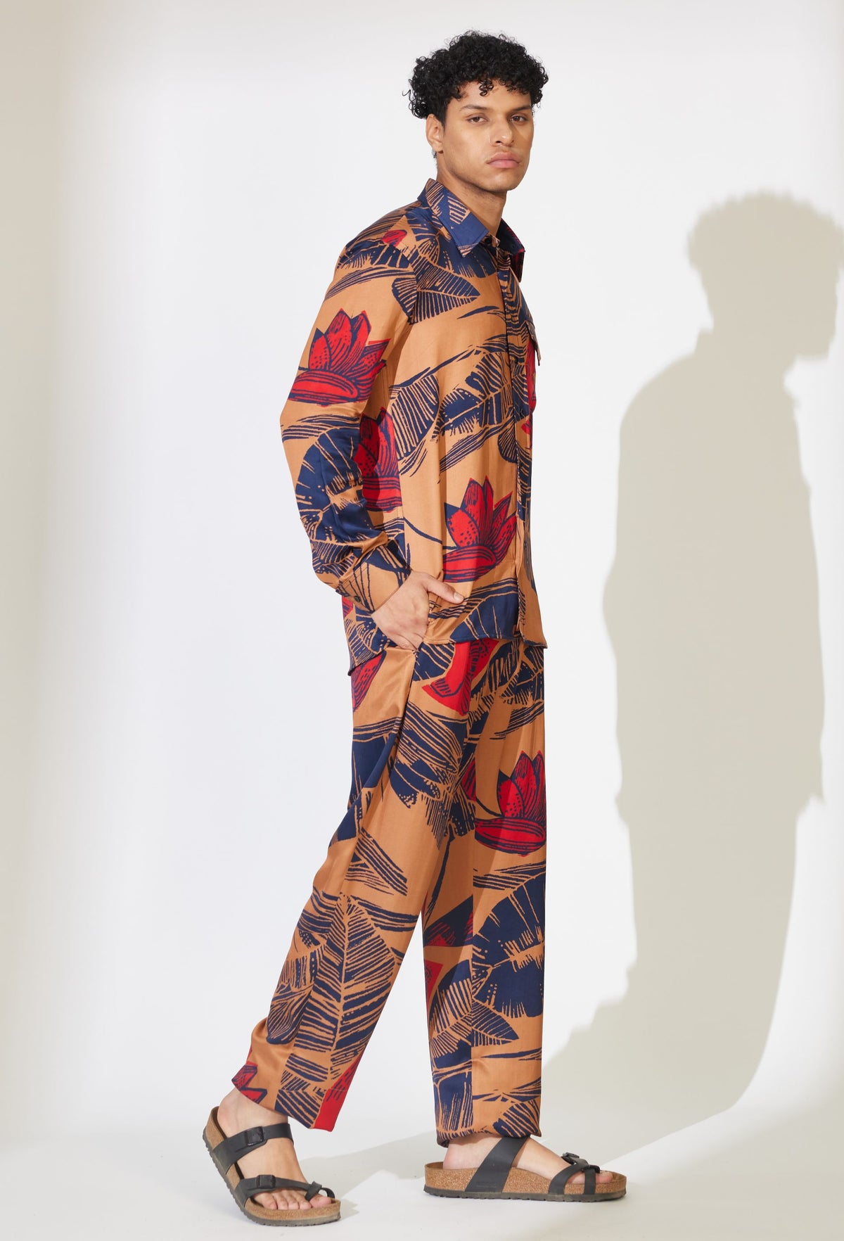 RUST, BLUE AND RED FLORAL PANTS