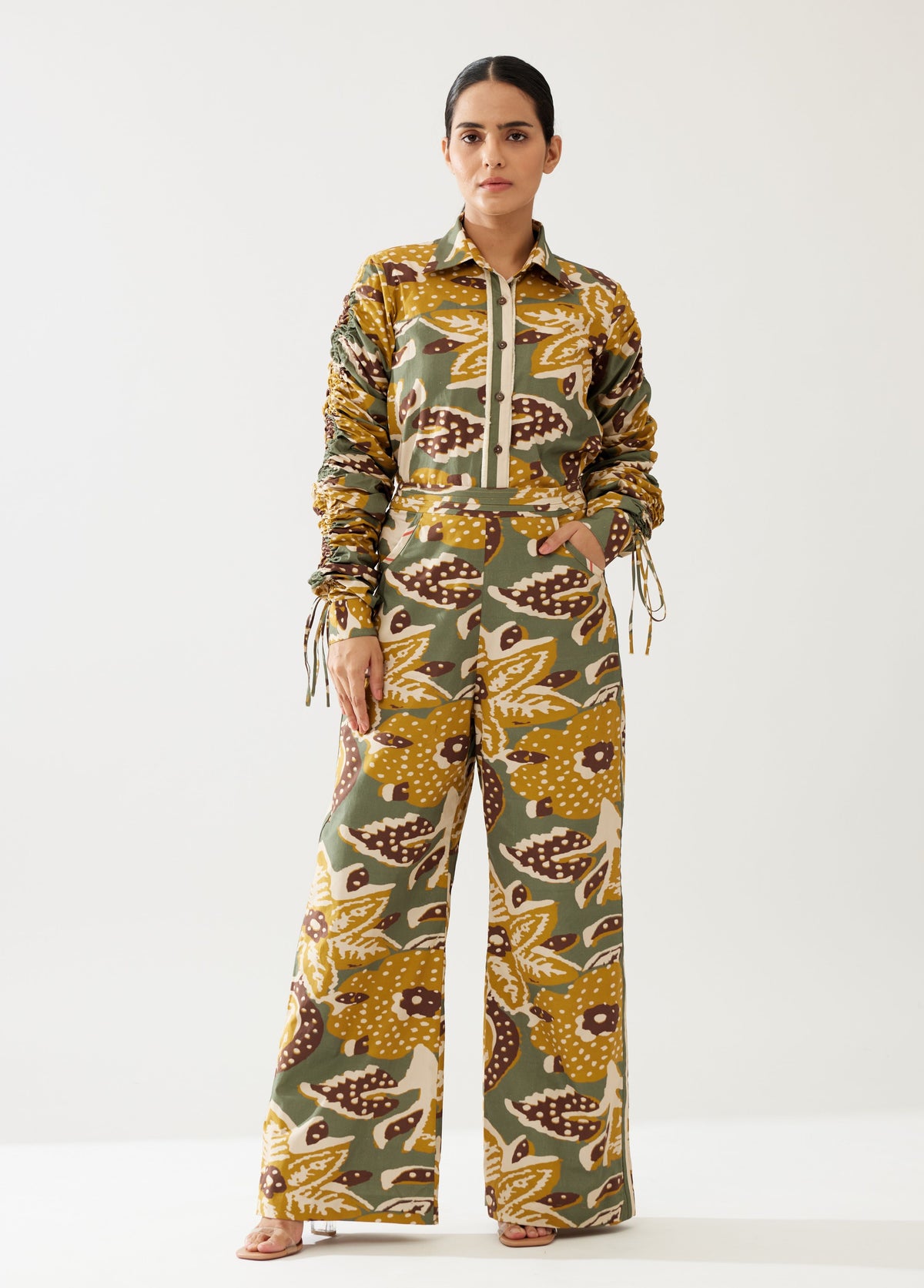 OLIVE AND MUSTARD FLORAL PANTS