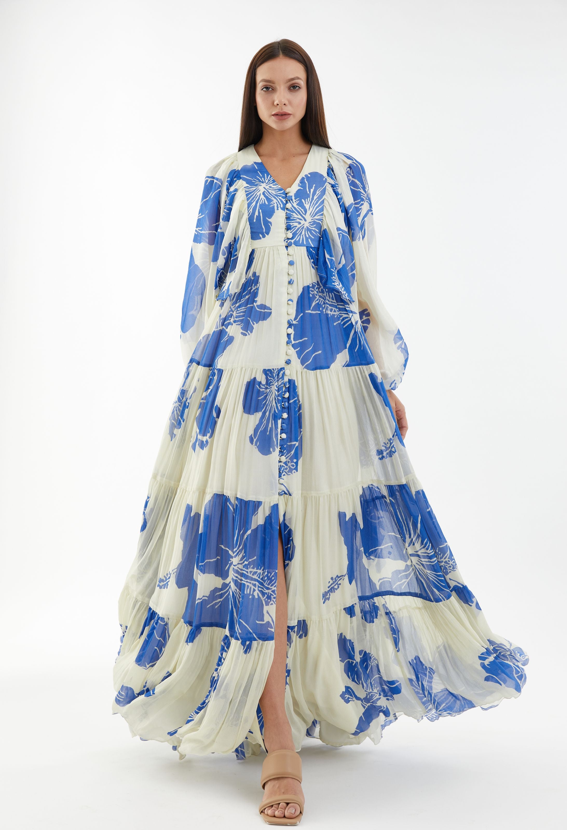 HYKE/ハイクLINEN BALLOON SLEEVE MAXI DRESS HYKE LINEN BALLOON