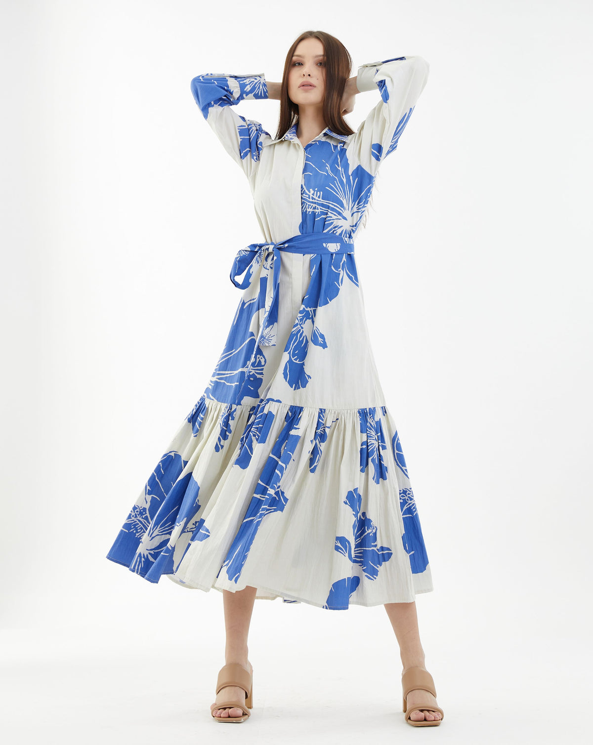 Sherri Hill Blue And White Floral Prom Dress WHITE AND BLUE FLORAL SINGLE TIER DRESS ShopKoai Sherri Hill Blue And White Floral Prom Dress WHITE AND BLUE FLORAL SINGLE TIER DRESS ShopKoai
