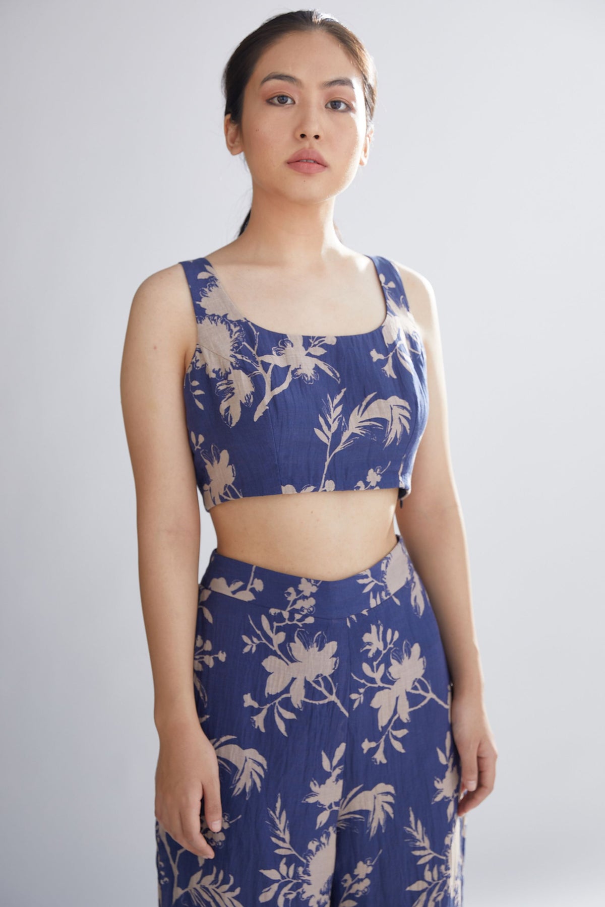 BLUE AND PEACH FLORAL BUSTIER