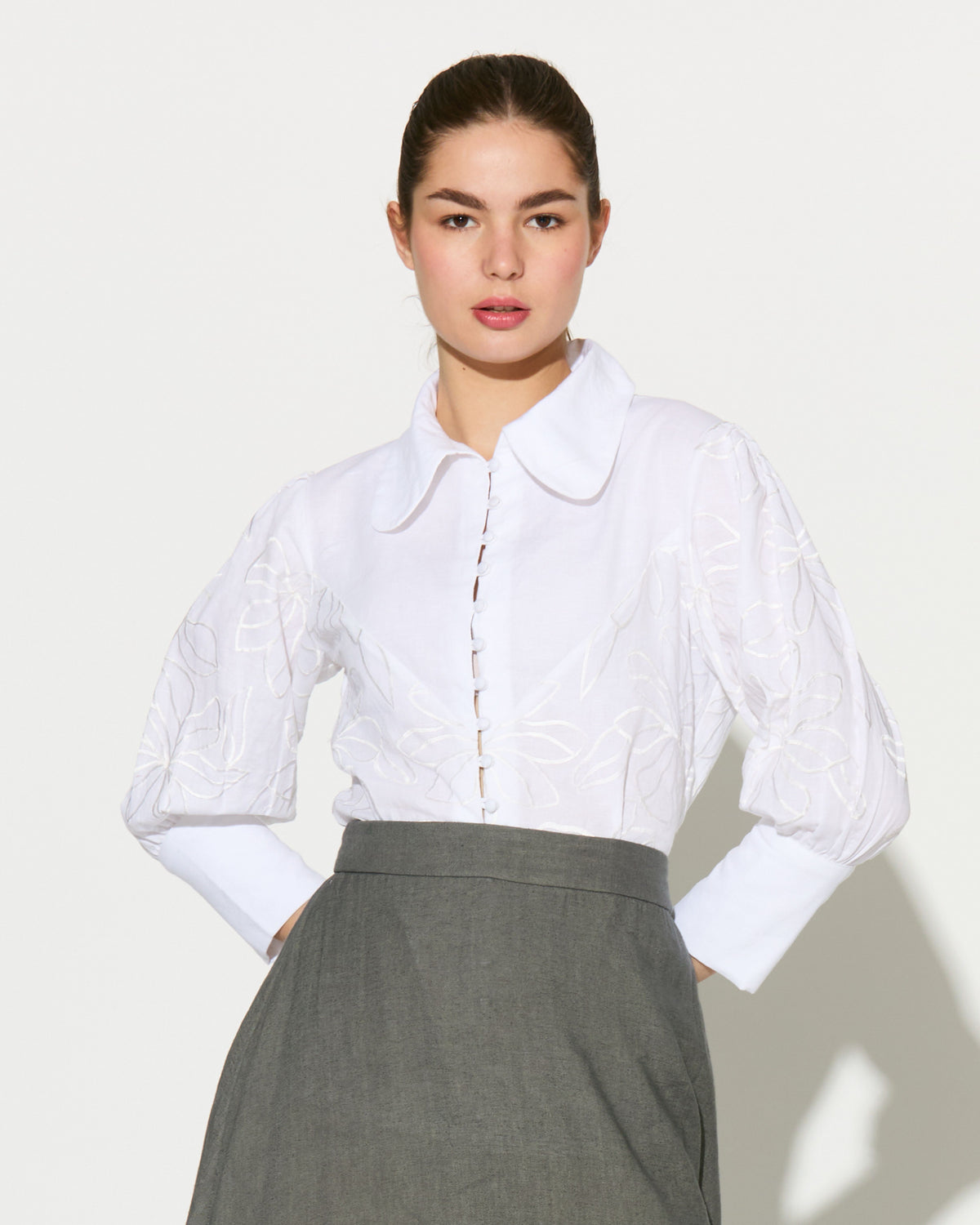 WHITE EMBROIDERED SHIRT