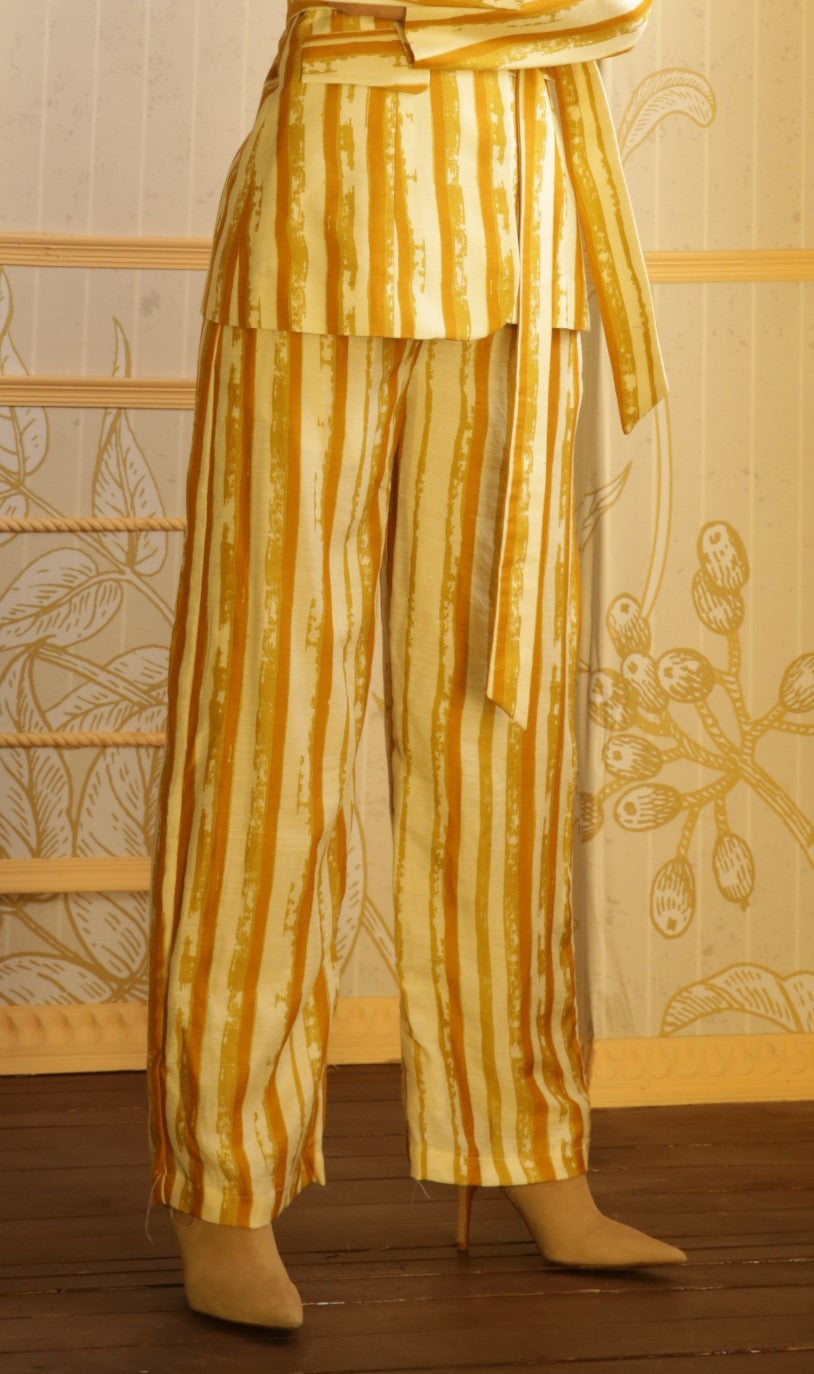 YELLOW, MUSTARD AND WHITE STRIPED PANTS