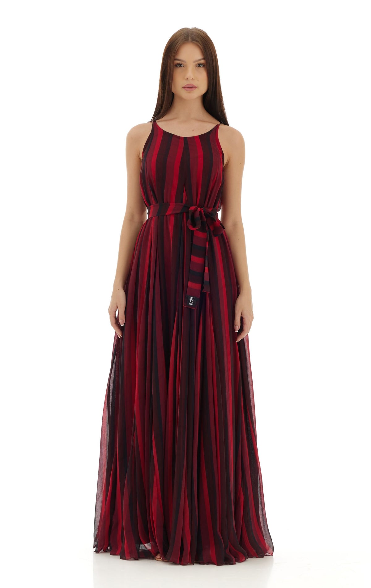 RED & BLACK STRIPE LONG DRESS ShopKoai RED & BLACK STRIPE LONG DRESS ShopKoai