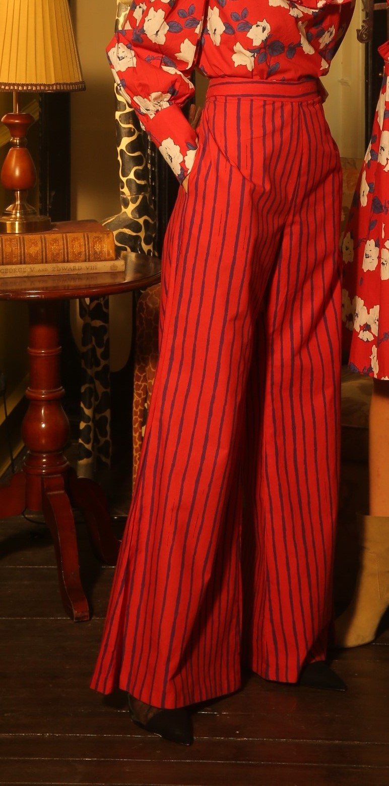 RED AND BLUE STRIPE PANTS