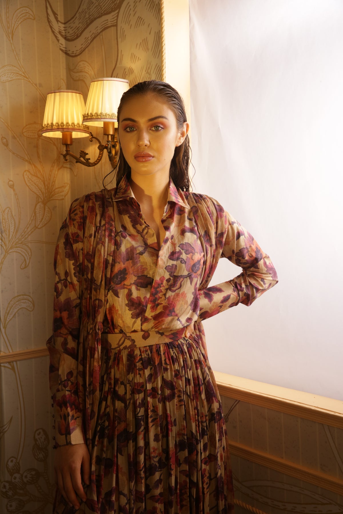 DABU FLORAL CRINKLED SKIRT