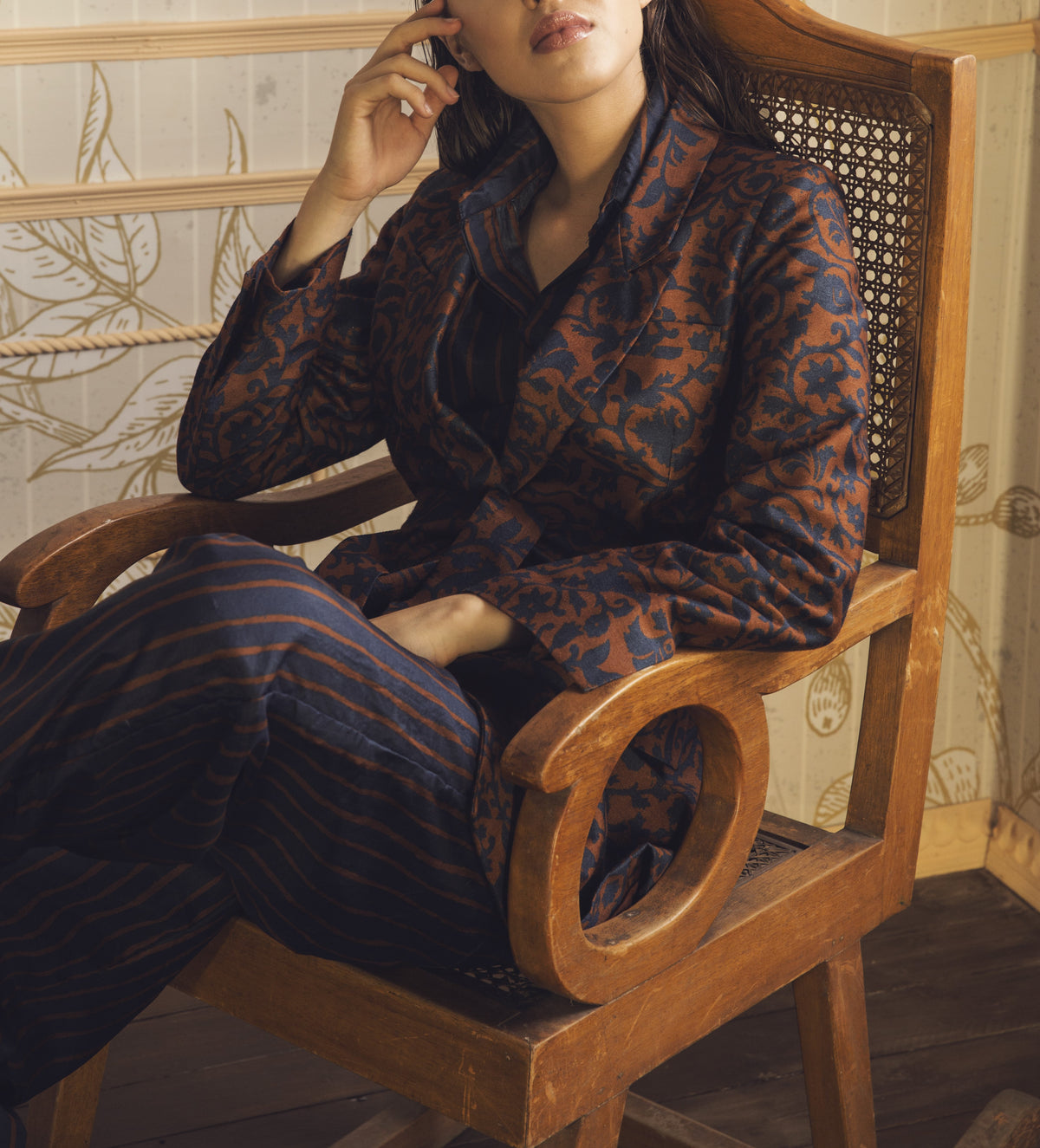 BLUE AND BROWN STRIPE PANTS