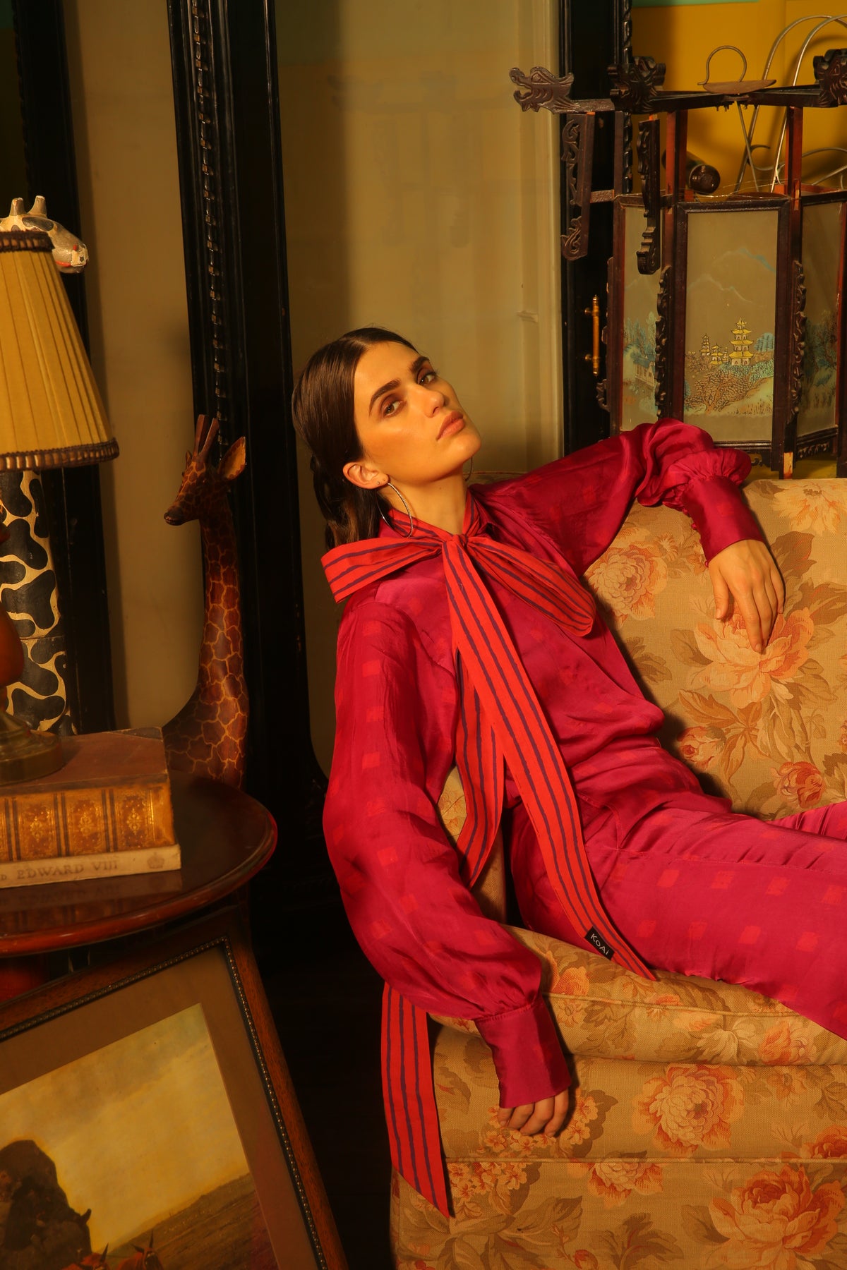 DARK PINK SQUARE POLKA PANTS