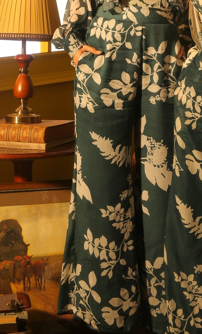 TEAL AND WHITE FLORAL PANTS