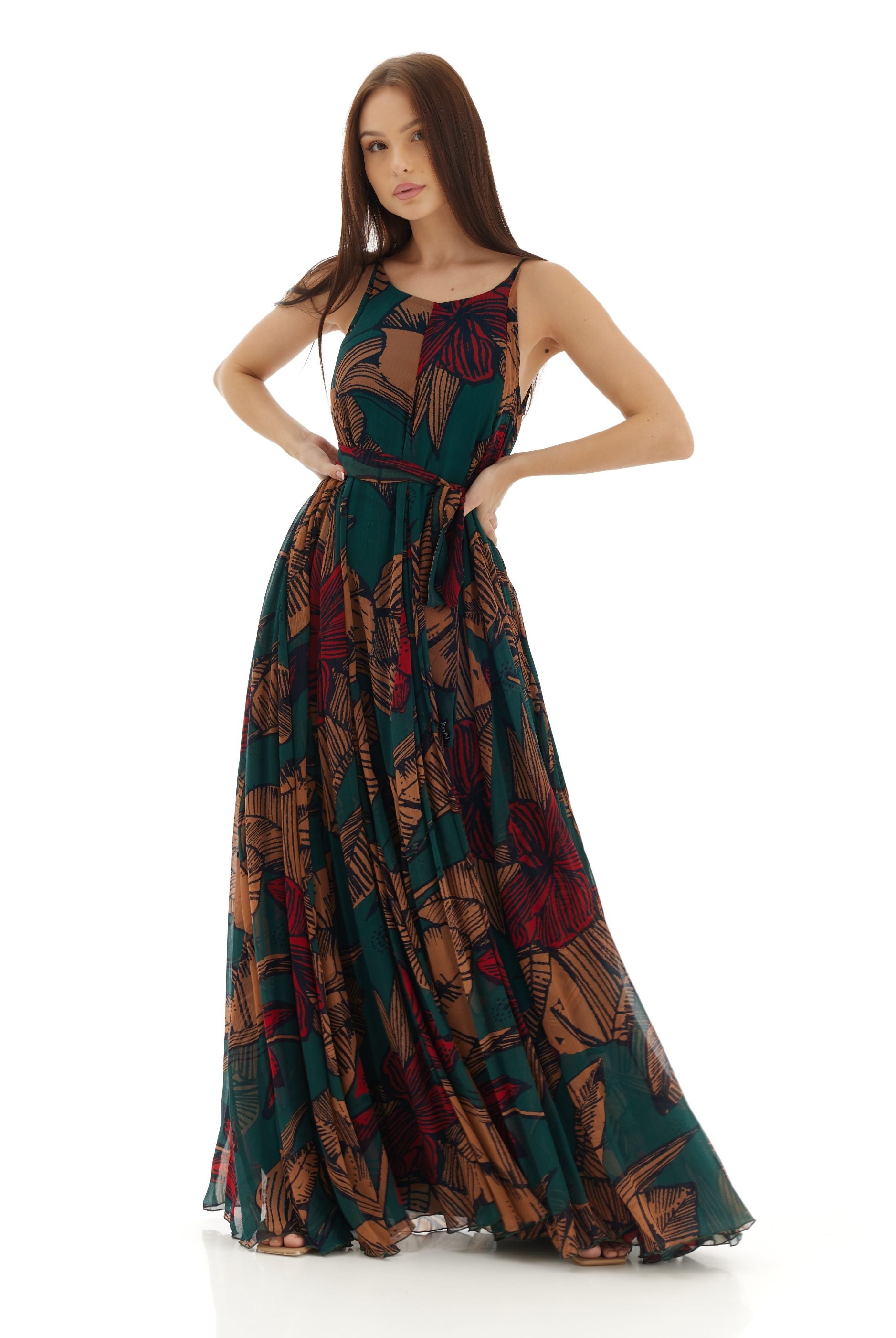 BMD59 - Patterned Red and Green Bridesmaid Dresses | Iludio
