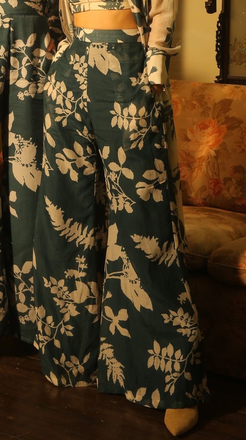 TEAL AND WHITE FLORAL PANTS