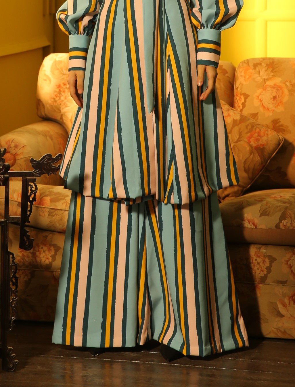 BLUE, PINK AND YELLOW STRIPE PANTS