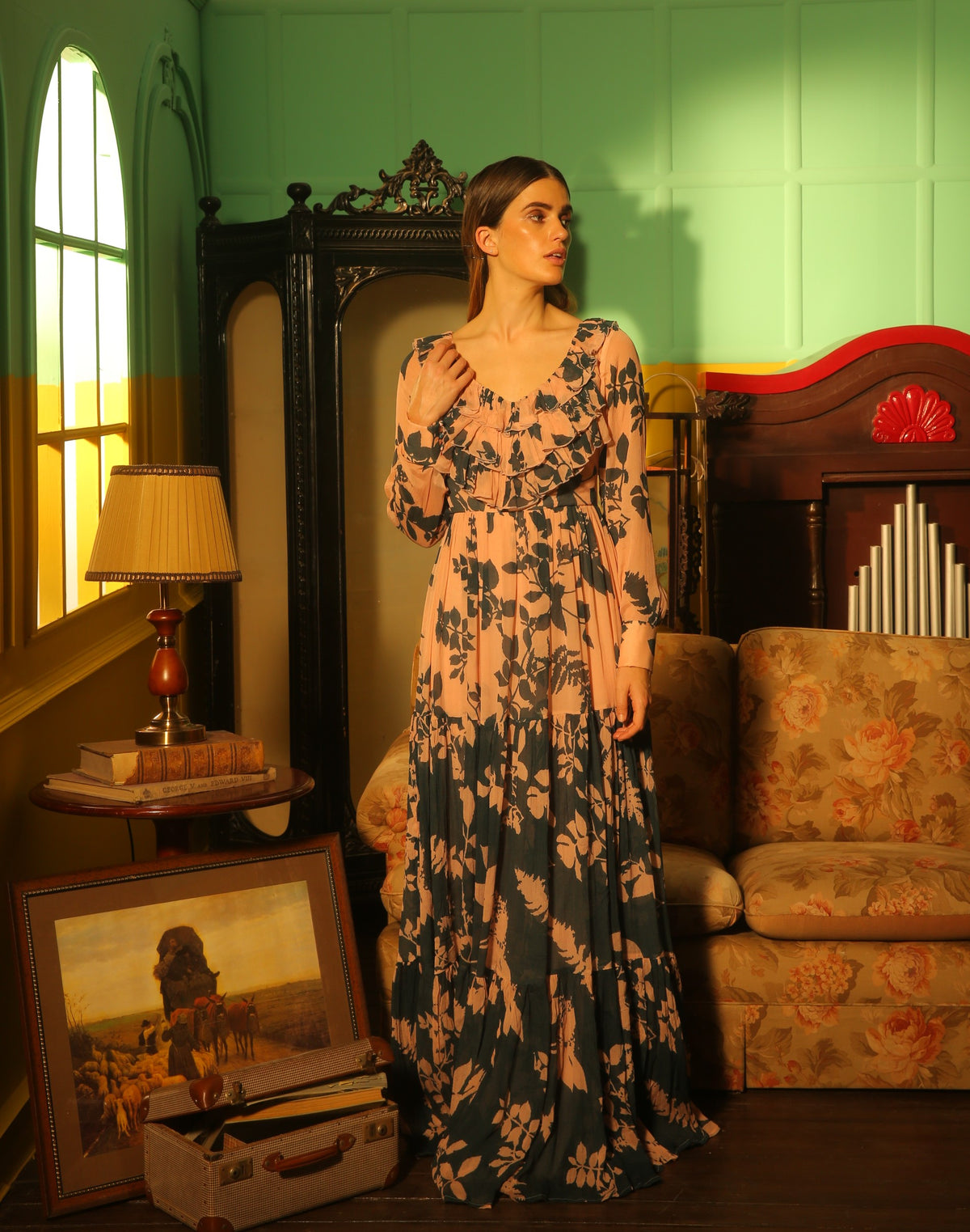 PINK AND TEAL FLORAL DRESS