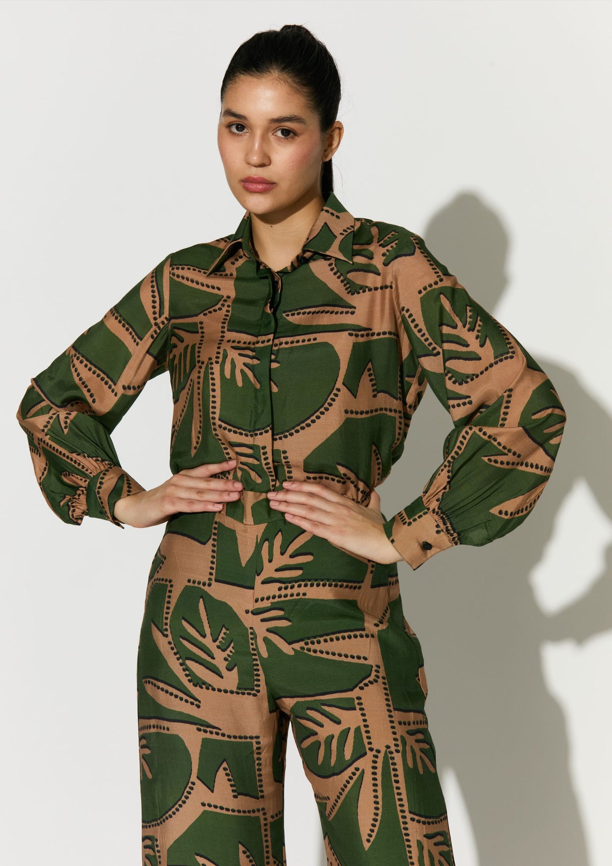 MINT AND MUSTARD PATTERNED LONG SHIRT