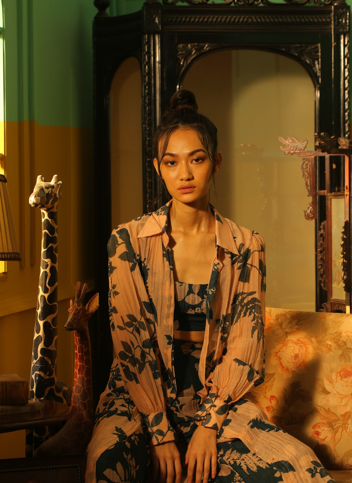 TEAL AND PINK FLORAL BUSTIER