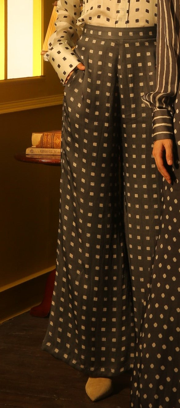 BLACK AND WHITE SQUARE POLKA PANTS