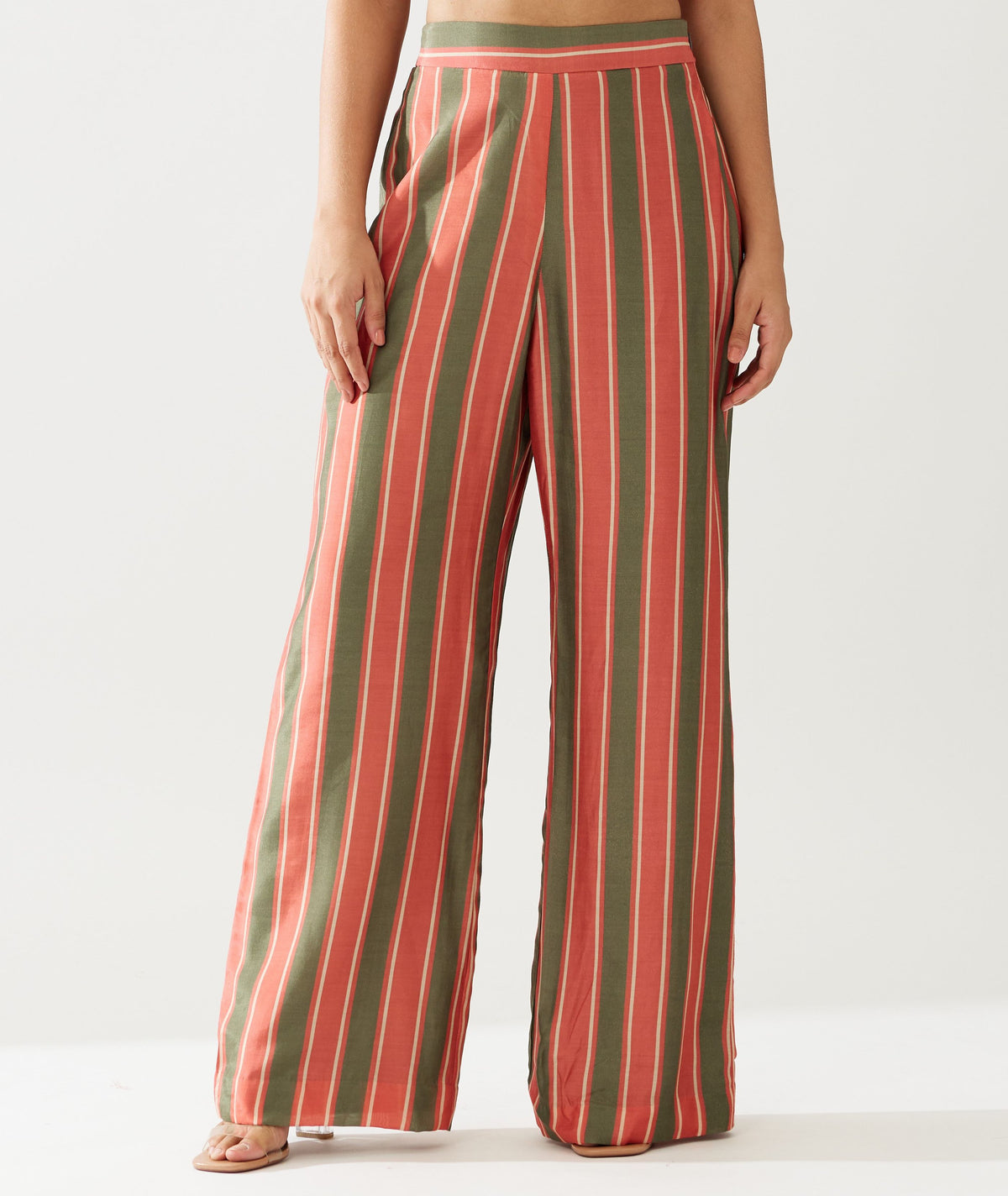 RED, GREEN AND CREAM STRIPE PANTS