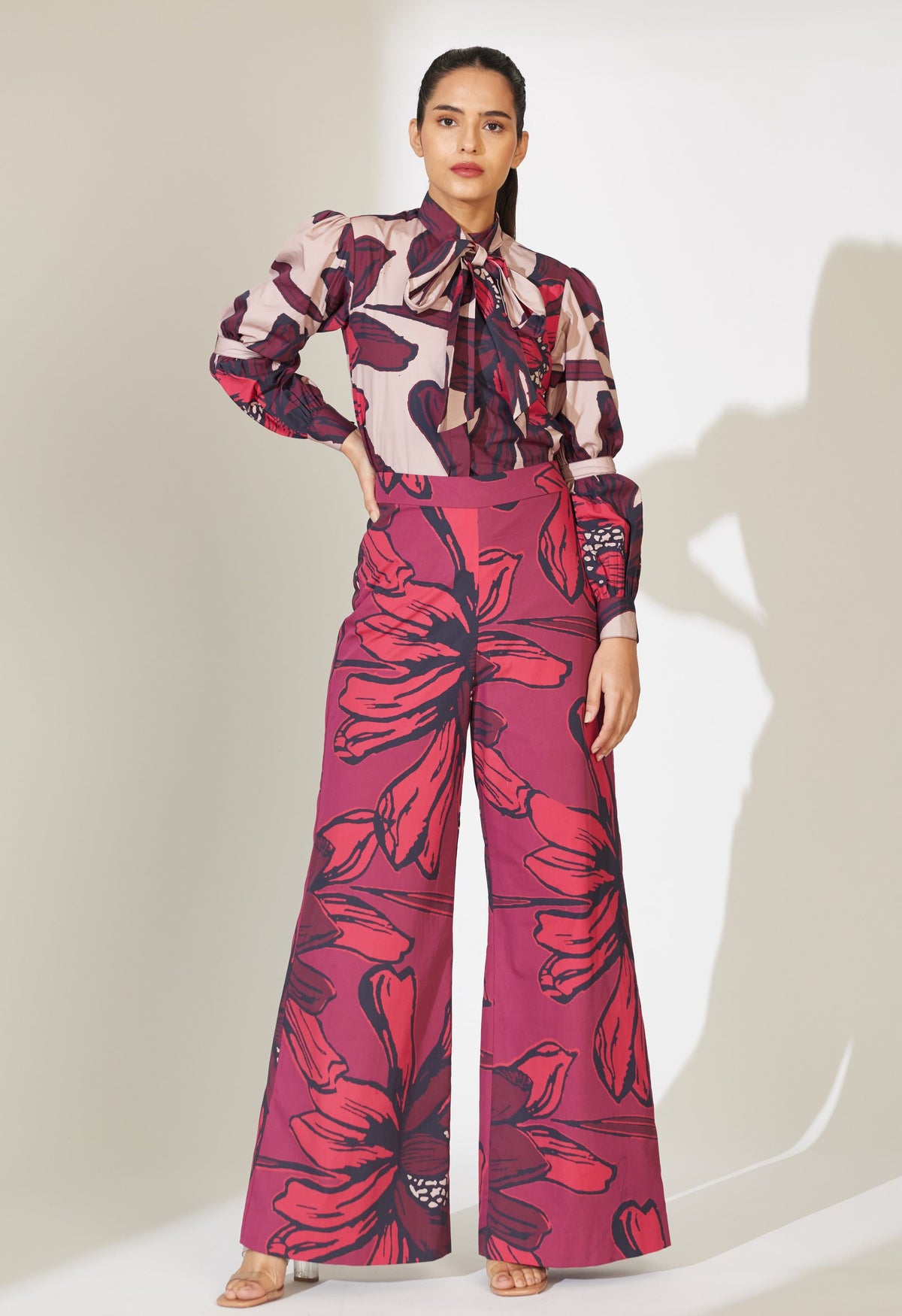 RED AND MAROON FLORAL PANTS