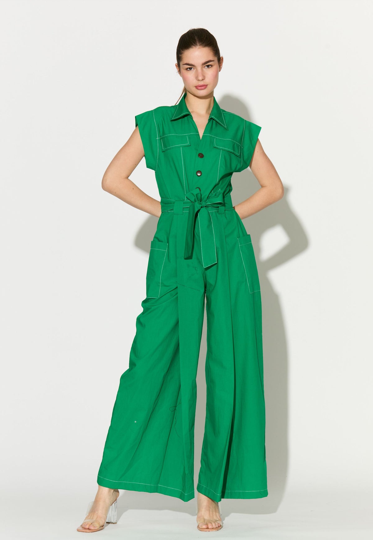 GREEN PLAIN JUMPSUIT