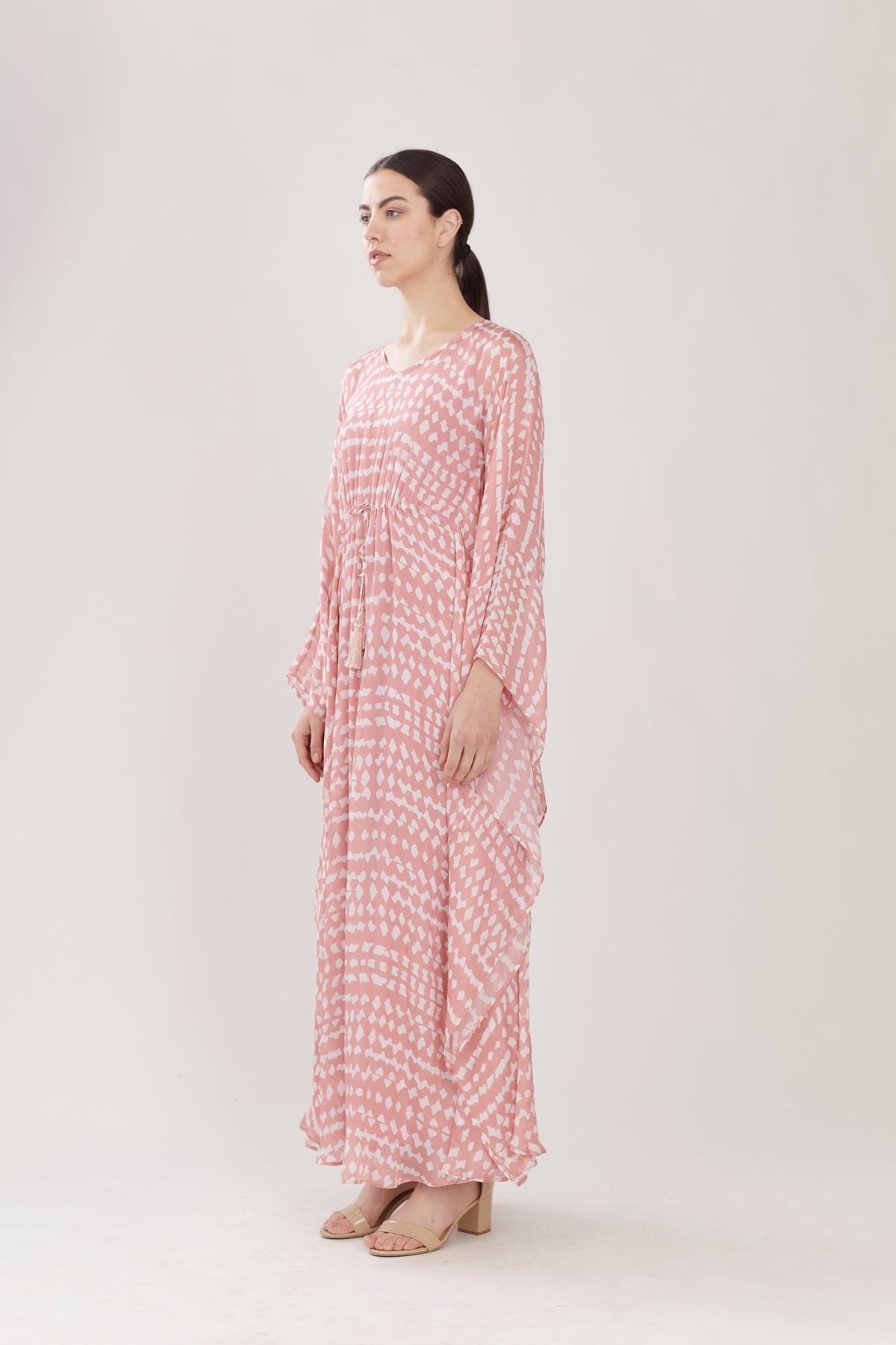 PINK AND WHITE ABSTRACT KAFTAN