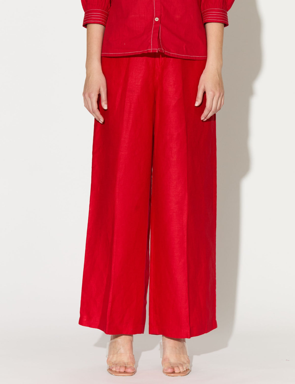 RED PLAIN PANTS