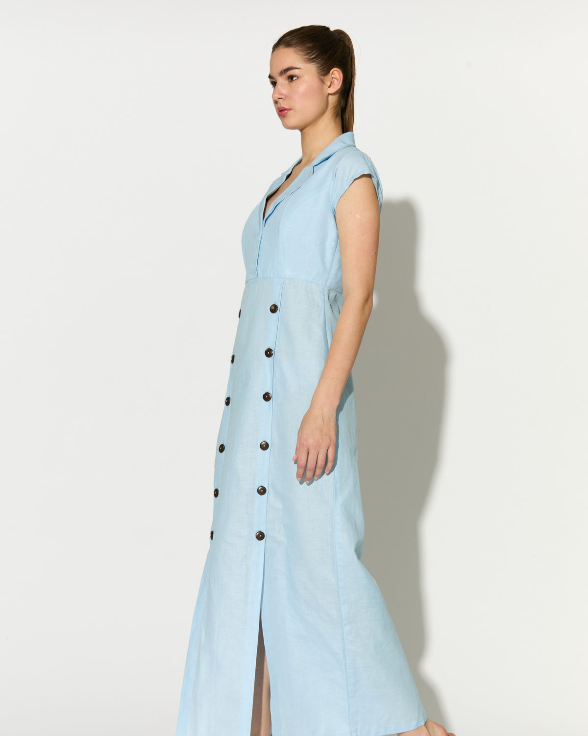 LIGHT BLUE SLEEVELESS LONG DRESS