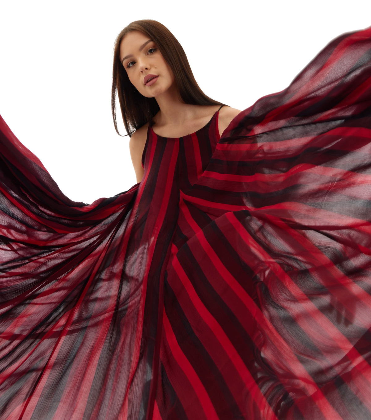 long dress strip RED & BLACK STRIPE LONG DRESS