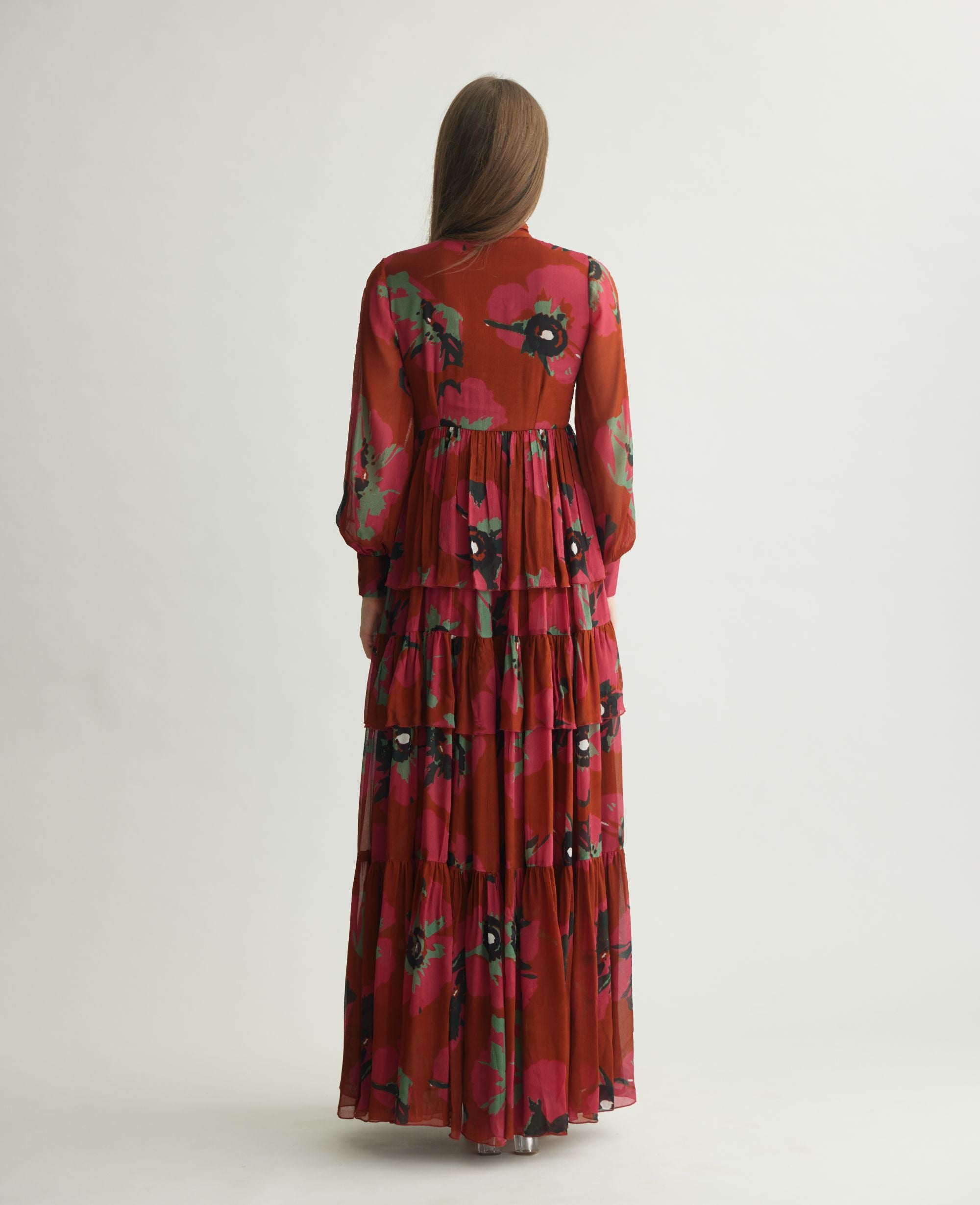 RED PINK AND MINT FLORAL LONG DRESS – ShopKoai
