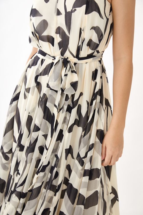 CREAM AND BLACK FLORAL LONG DRESS CREAM AND BLACK FLORAL LONG DRESS
