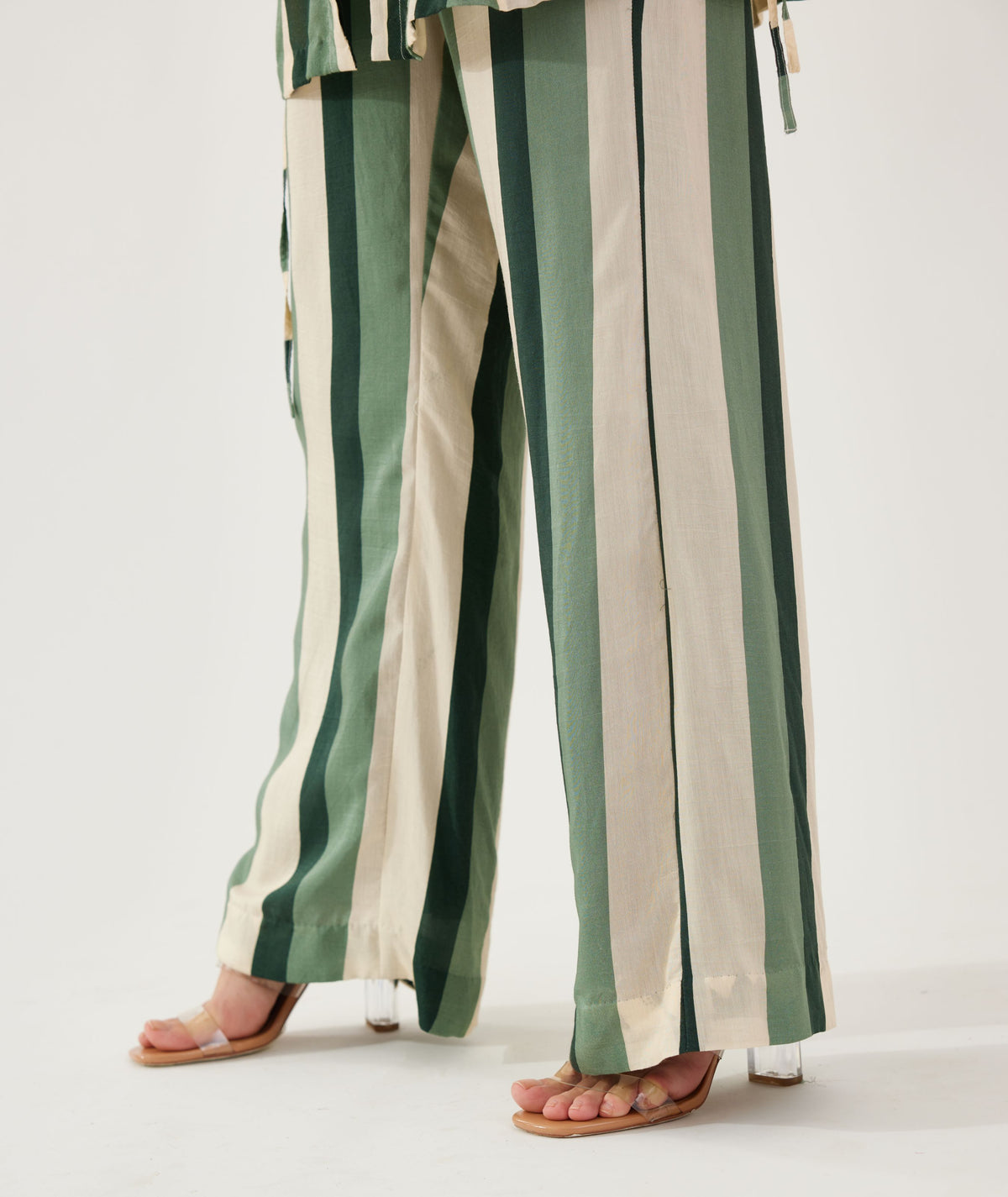 BEIGE, OLIVE AND GREEN STRIPE PANTS